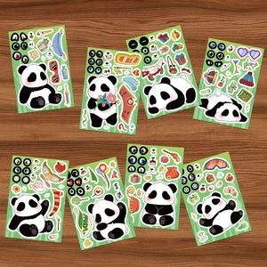 Set of 8 cute DIY panda stickers with creative accessories for scrapbooking and decoration