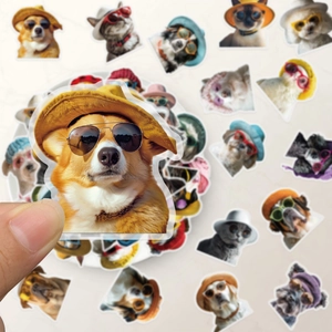 Funny Pets Wearing Sunglasses PET Stickers Waterproof Transparent Cat Dog Animal Decorative DIY Journal Scrapbooking