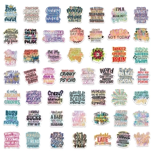 Pack of 56 waterproof sarcastic quote stickers for laptop and luggage decoration