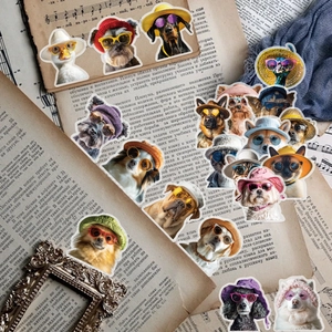 50 pieces of funny waterproof PET pet stickers with cats and dogs wearing sunglasses