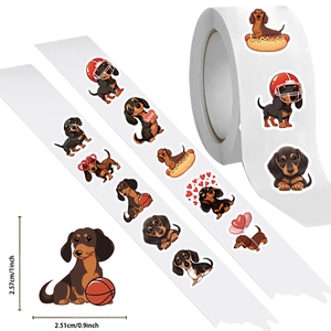 Roll of 500 cute dachshund stickers for kids rewards and cartoon animal labels