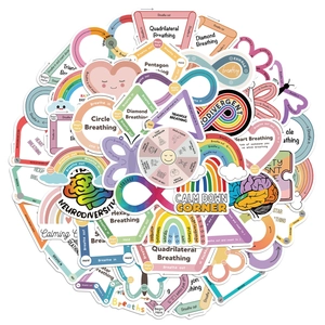 Macro detail of calm down corner sensory stickers for kids breathing exercises