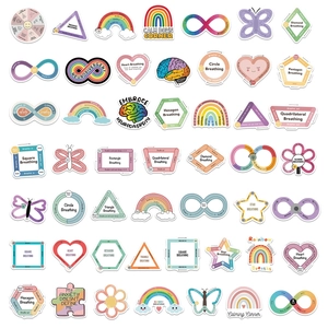 Set of 50 colorful mindfulness breathing stickers for emotional regulation and DIY journals