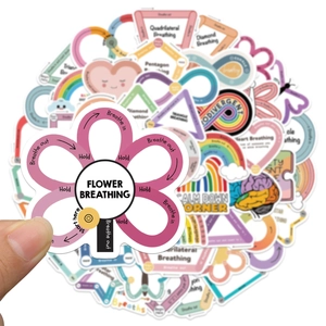 50pcs Emotional Relief Breathing Exercise Stickers for DIY Journaling and Laptop Decor