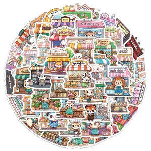 50 Stück süße wasserfeste Cartoon-Laden-Sticker für DIY-Koffer und Skateboards