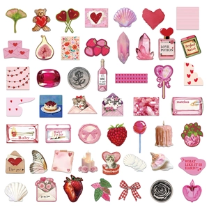 50 pezzi di adesivi rosa Girlhood per diari fai-da-te e decorazioni per valigie