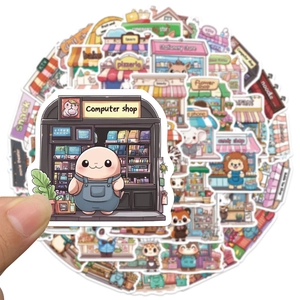 50 süße Tier-Shop-Sticker, wasserfeste PVC-Aufkleber für Laptop, Koffer und Dekoration