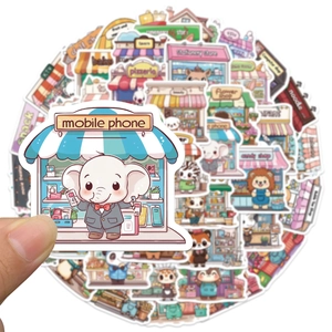 50 niedliche Tier-Laden-Sticker, wasserfeste Cartoon-Aufkleber für DIY-Deko