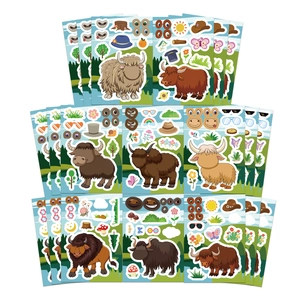 Set di adesivi fai-da-te con mucche animate e vari accessori per il gioco dei bambini
