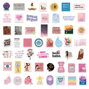Lot de 50 autocollants Girl Power esthétiques avec citations motivantes pour ordinateurs