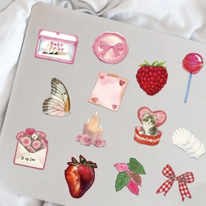 50 adesivi rosa girlhood per decorazioni fai-da-te di laptop e valigie