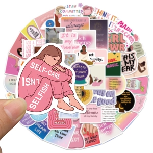 Lot de 50 stickers Girl Power imperméables pour ordinateurs avec messages motivants