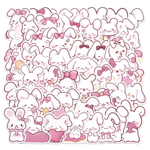 Cute Cartoon Pink Rabbit PVC Waterproof Stickers For Laptop Suitcase Diary Decor DIY Kids Girls Stationery Gift