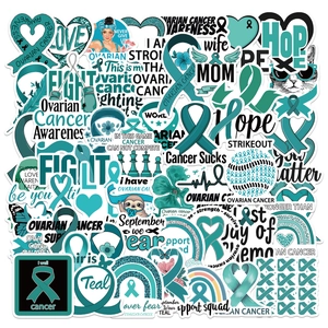 Waterproof Teal Ribbon Awareness Stickers Ovarian Cancer Support Vinyl Decals For Laptop Water Bottle Phone Case Stationery Stickers