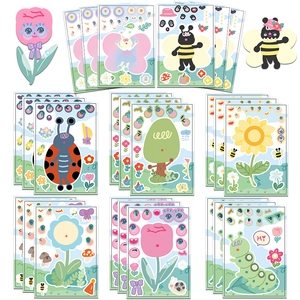 Kids DIY Cartoon Puzzle Stickers Garden Animal Theme Waterproof Craft Reward Decals For Children Educational Interactive Fun Play