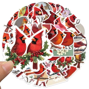Vibrant Northern Cardinal bird stickers set for DIY crafts, scrapbooks and laptops