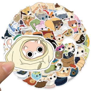 Waterproof cartoon cat graffiti stickers for laptop and guitar decoration 50-piece set