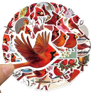 56-pack of realistic Red Cardinal bird stickers for DIY scrapbooking and laptop decoration