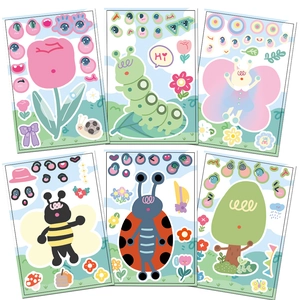DIY cartoon garden animal stickers for kids featuring bees and butterflies 6-pack