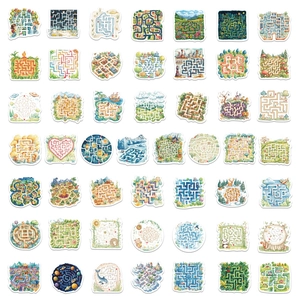 Set di 50 adesivi creativi con labirinti a fumetti per bambini con vari temi e decorazioni