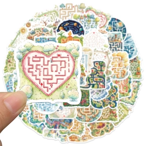 50 adesivi creativi a labirinto acquerello per premi e giochi interattivi bambini