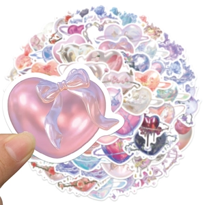 60 pieces of 3D Korean style rose heart stickers with pearl luster for scrapbooking