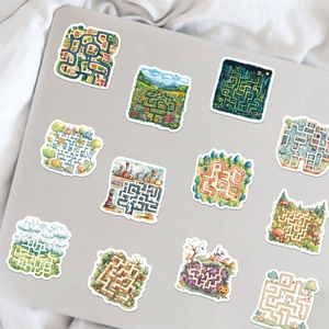 Set di 11 adesivi creativi con labirinto per bambini su un laptop per decorazione