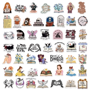 Set of 50 waterproof Bookish graffiti stickers featuring magical reading and fantasy designs