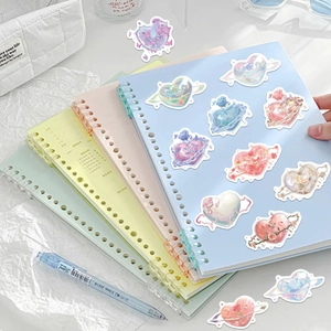 60 Sheets Korean heart and rose stickers on colorful planners with vibrant floral designs
