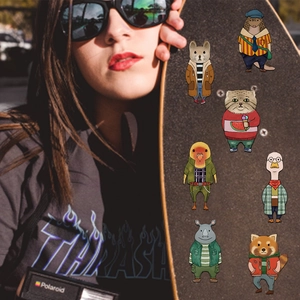 Lot d'autocollants mode animaux créatifs sur skate avec divers personnages de dessin animé