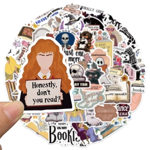 50pcs Bookish themed waterproof PVC stickers for scrapbooking and laptop decoration