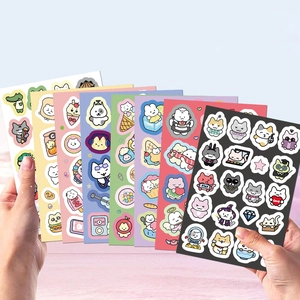 Set of 8 cute cartoon cat stickers for kids party decorations and DIY craft scrapbooking