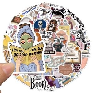 50 Bookish themed waterproof stickers for DIY decoration on laptops and guitars