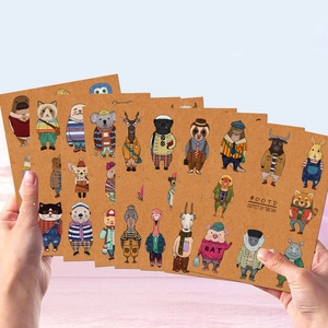 8 feuilles d'autocollants imperméables défilé d'animaux pour bricolage et scrapbooking