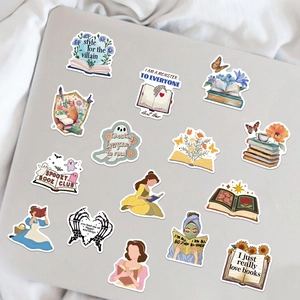 50 pieces of bookish style waterproof aesthetic stickers on a laptop for DIY decoration