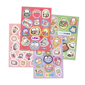 Set of 4 cute cartoon cat and animal PVC stickers for kids DIY stationery decoration