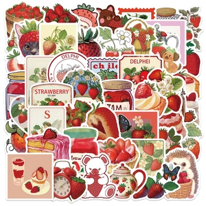 Wasserdichte PVC Cartoon Erdbeer Marmelade Aufkleber Für DIY Scrapbook Gepäck Skateboard Laptop Süße Frucht Dekoration Ästhetische Decals