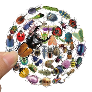 50 realistische insecten PET-stickers voor kinderen met kevers en kleurrijke vlinders