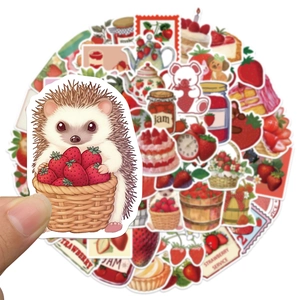 50 wasserfeste Zeichentrick-Erdbeer-Igel-Aufkleber für DIY-Scrapbooking und Kofferdekoration