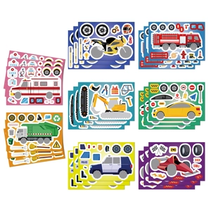 Autocollants Changement Visage DIY Enfants Véhicule Camion Chantier Ambulance Voiture Course Puzzle Éducatif Scrapbooking