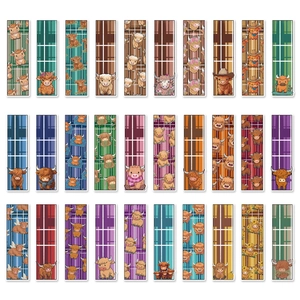 Cartoon Highland Cow Bookmarks Tartan Pattern Paper Page Markers For Students Teachers Reading Reward Stationery Gift