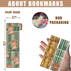 Set of 30 cute highland cow bookmarks for students with sunflower and plaid patterns