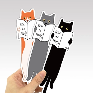 Segnalibri gatto creativi con posa di lettura e testo How to study per gli studenti