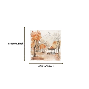 Aquarell PET Aufkleber-Set für Planer mit quadratischem Herbstpark-Design, 4.8 cm Größe
