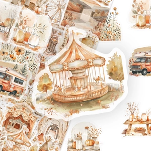 50 Stück Herbstthema Aquarell PET Aufkleber Für Journal Scrapbooking Wasserdichte DIY Dekorative Aufkleber Für Notizbuch