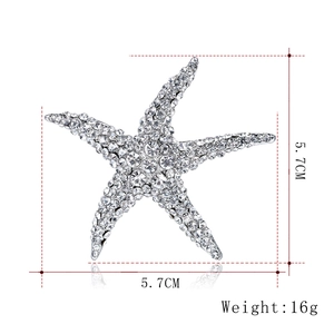 Spilla a stella marina in cristallo scintillante e lega d'argento da 5,7cm e 16g