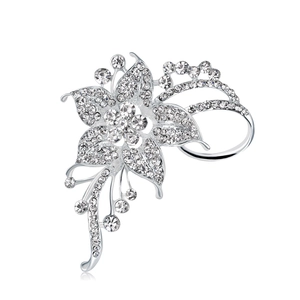 Elegante Versilberte Legierung Strass Blume Brosche Für Damen Funkelnde Kristall Blumenstrauß Nadel Mode Schmuck Geschenk