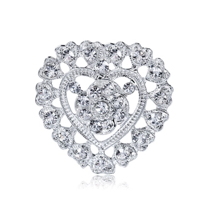 Eleganter Herzförmiger Legierung Strass Brosche Pin Für Damen Versilberte Herz Brosche Pin Mode Bekleidungszubehör Schmuck Geschenk