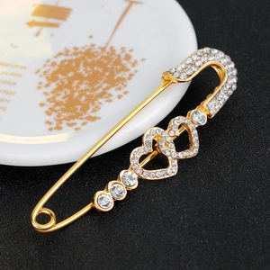 Elegante hartvormige veiligheidsspeld broche met strass voor kleding en sjaals