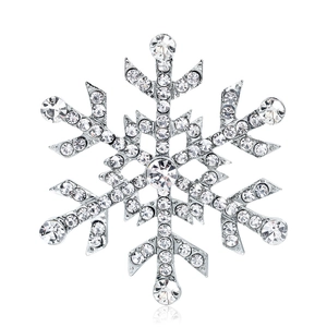 Élégante Broche Flocon de Neige en Alliage pour Femmes Style Coréen Argenté Strass Épingle pour Fête de Noël Bijoux